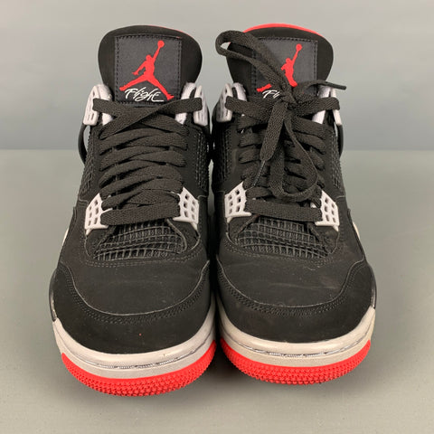NIKE Size 6 Black Grey & Red Color Block Mesh High Top Sneakers