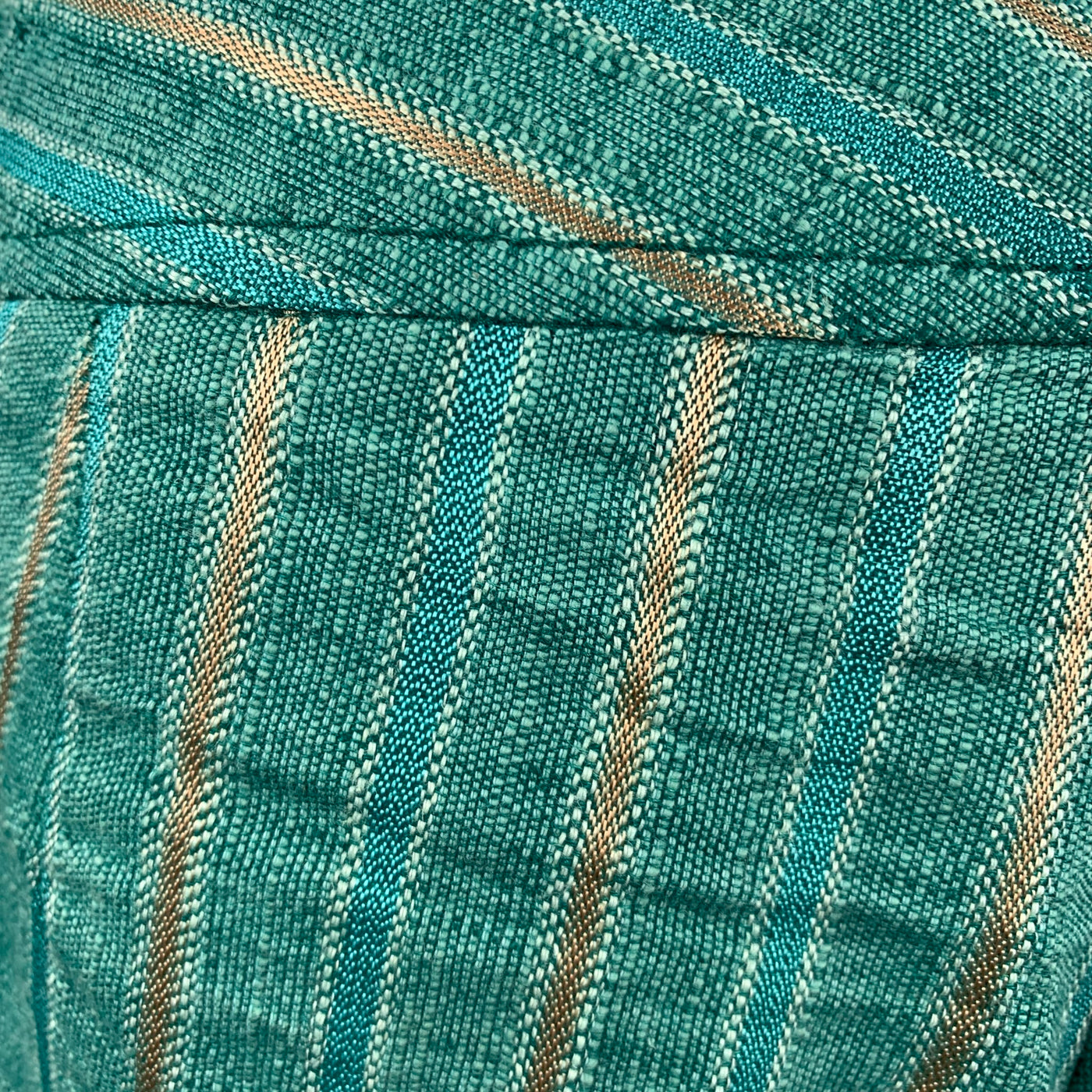 M MISSONI Size 2 Green Woven Stripe Flax / Cotton Shorts