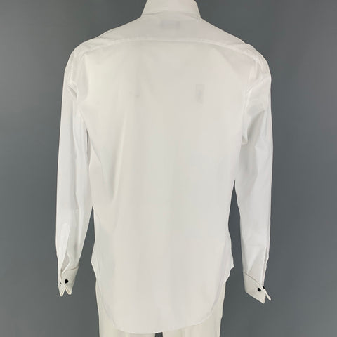 GIORGIO ARMANI Size XL White Cotton Tuxedo Long Sleeve Shirt