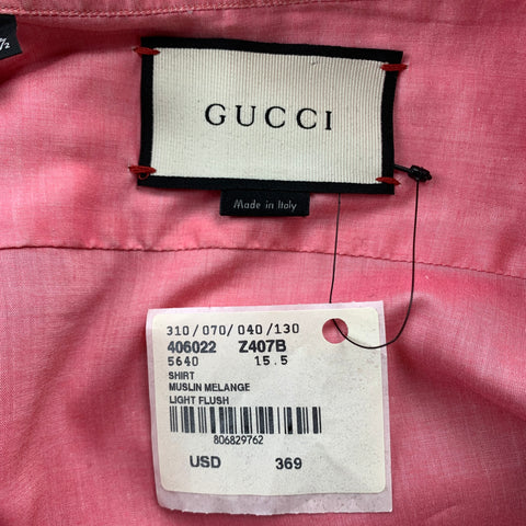 GUCCI Size S Coral Cotton / Viscose Ruffle Long Sleeve Shirt