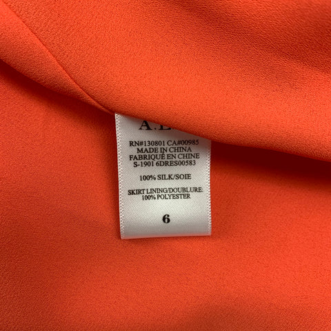 ALC Taille 6 Robe portefeuille asymétrique en soie orange