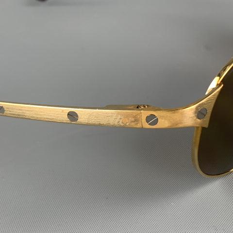 CARTIER Gold Tone Bushed Metal Edition Santos - Dumont Sunglasses