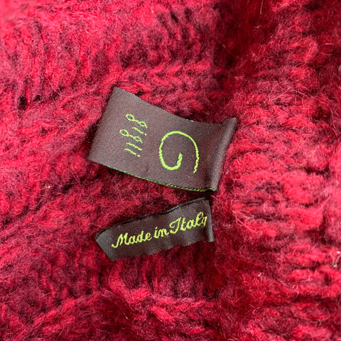 GIGLI Taille XL Bordeaux Tricoté Laine Col Roulé Pull Oversize