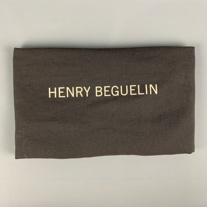 HENRY BEGUELIN Black Distressed Leather Top Handle Bag