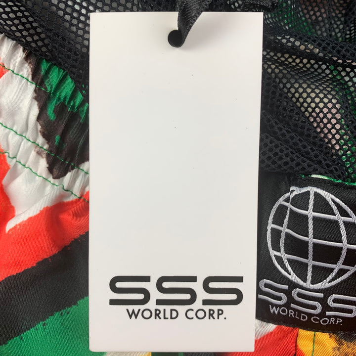 SSS WORLD CORP. Size XS Multi-Color Print Polyamide Drawstring Swim Trunks