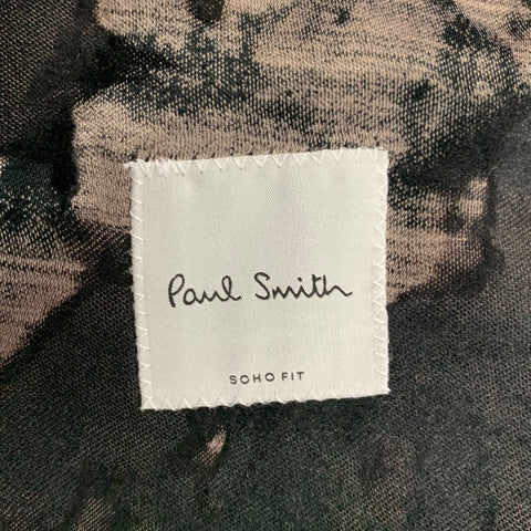 PAUL SMITH Size 44 Regular Black Grey Burn Out Wool Blend Sport Coat