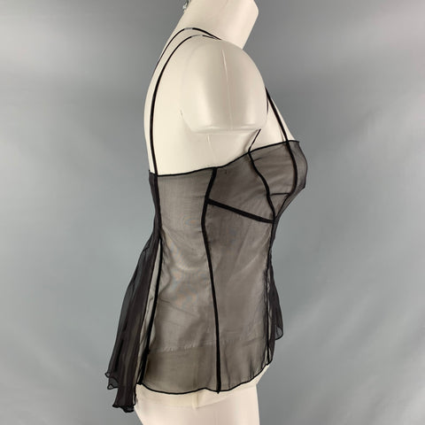 SPORTMAX Size 4 Black White Silk &  Cotton Camisole Blouse