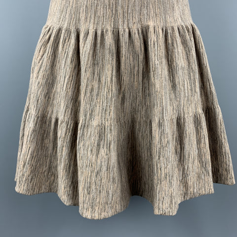 FENDI Size M Taupe Heathered Wool Blend Tiered Ruffle Skirt