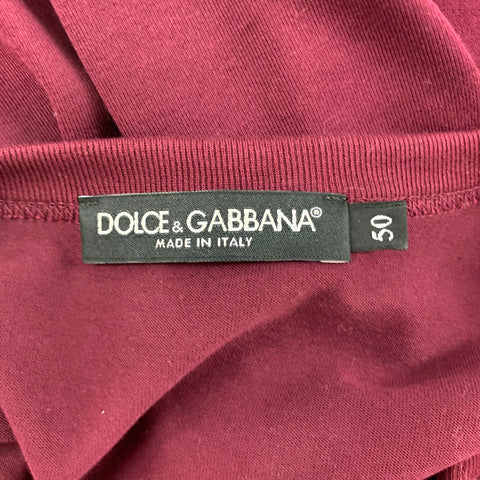 DOLCE & GABBANA Size M Burgundy Cotton Henley T-shirt