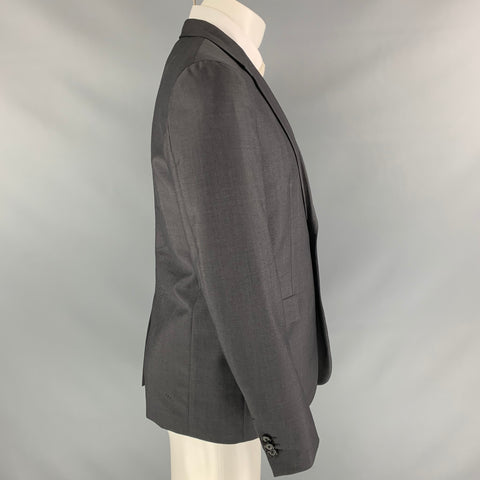 JIL SANDER Size 38 Dark Gray Wool / Mohair Notch Lapel Sport Coat