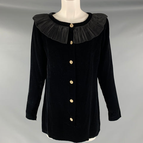 GIVENCHY Talla 6 Top de vestido de manga larga con volantes y rayón de viscosa negro