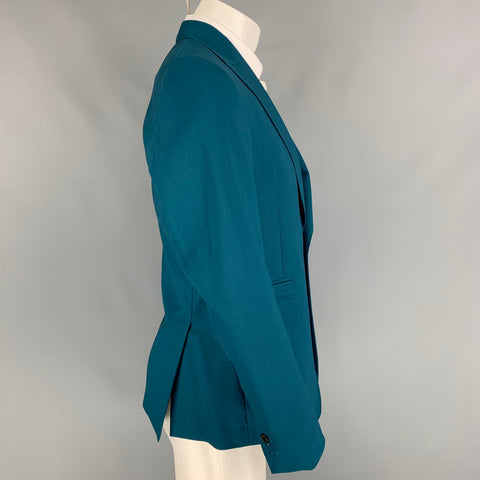 PAUL SMITH Soho Fit Size 38 Teal Peak Lapel Regular Wool Sport Coat