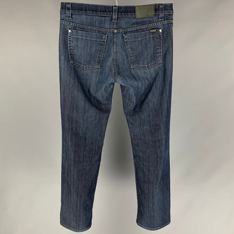 FIDELITY Talla 36 Jeans rectos de algodón / poliéster azul