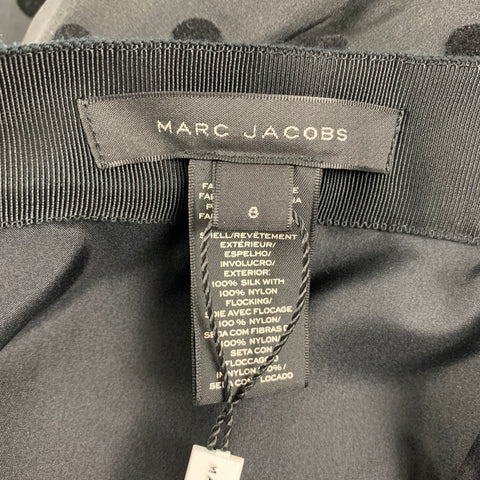 MARC JACOBS Size 8 Black Polyester Polka Dot Pleated Mid-Calf Skirt