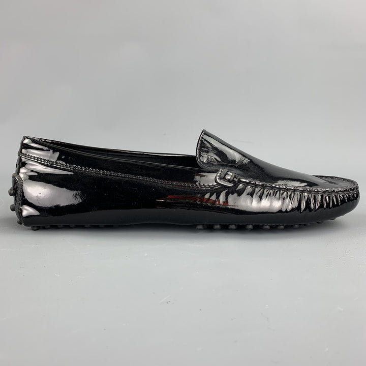 TOD'S Size 10 Black Patent Leather Drivers Flats