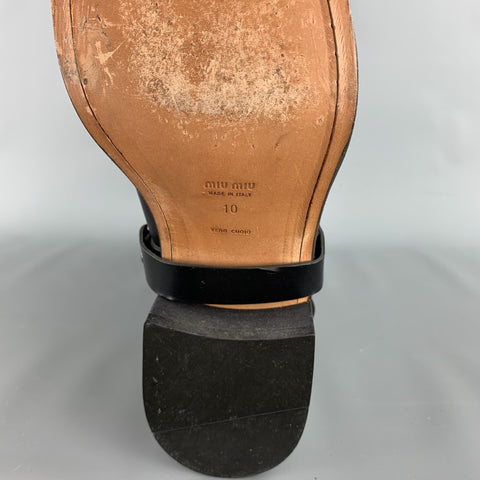MIU MIU Size 11 Black Leather Harness Pull On Boots