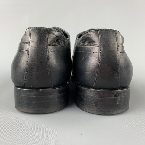 LOUIS VUITTON Size 12 Black Damier Leather Lace Up Dress Shoes