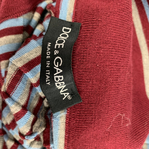 DOLCE & GABBANA Size S Burgundy Grey Stripe Knit Pullover