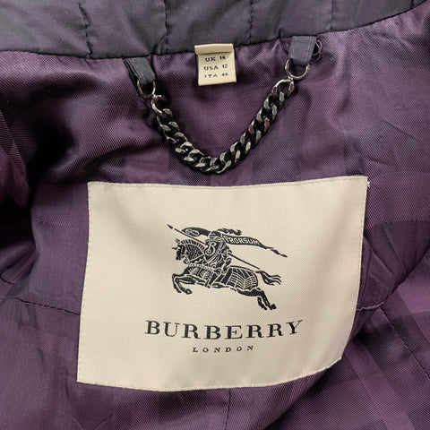 BURBERRY LONDON Size 12 Purple Polyester Quilted Zip & Snaps Coat