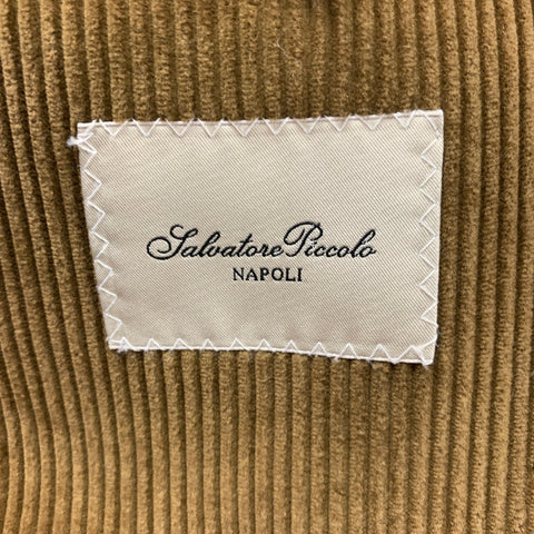SALVATORE PICCOLO Size 36 Tan Corduroy Cotton Single Breasted Sport Coat