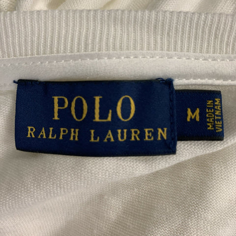 POLO par RALPH LAUREN Taille M Haut décontracté en lin blanc et viscose uni à manches courtes