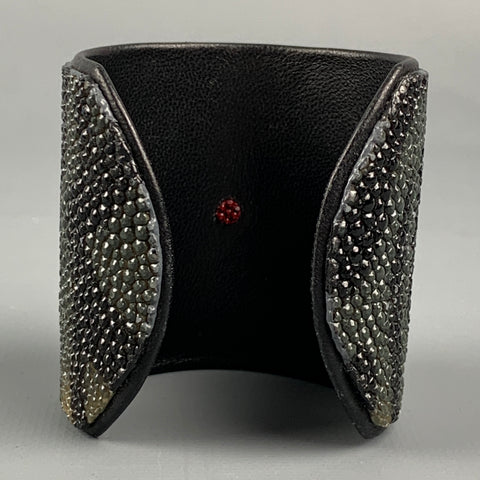 LEMA J.DESIGN Black & Grey Textured Stingray Cuff Bracelet
