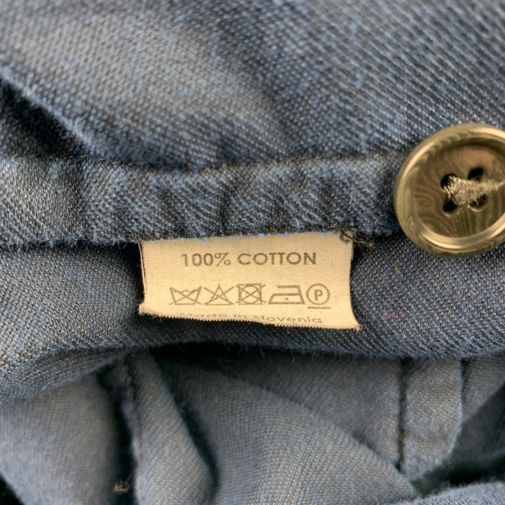 DRIES VAN NOTEN Size 40 Blue Cotton Patch Pocket Nehru Collar Set