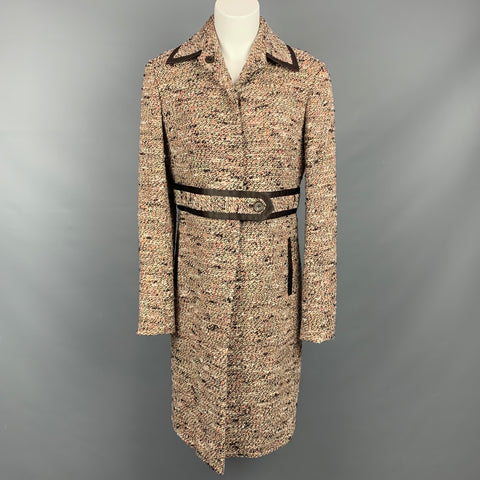 MONIQUE LHUILLIER Taille 10 Manteau en laine mélangée tweed multicolore