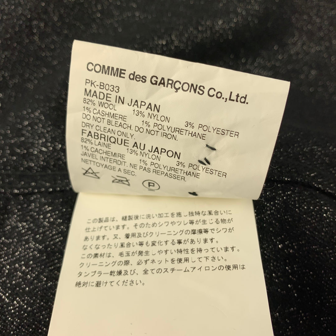 COMME des GARCONS HOMME PLUS Taille M Chemise à manches longues en laine mélangée métallisée noire et argentée avec boutons en caoutchouc