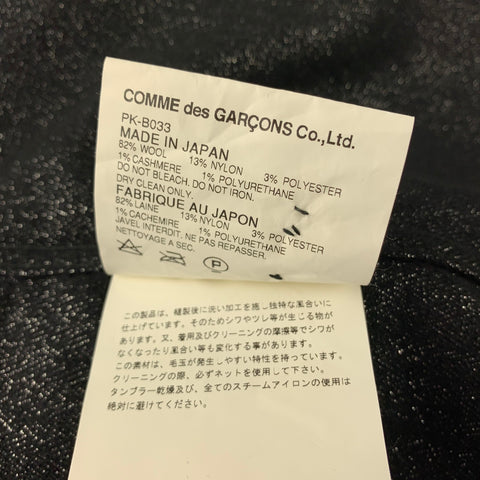 COMME des GARCONS HOMME PLUS Size M Black & Silver Metallic Wool Blend Rubber Buttons Long Sleeve Shirt