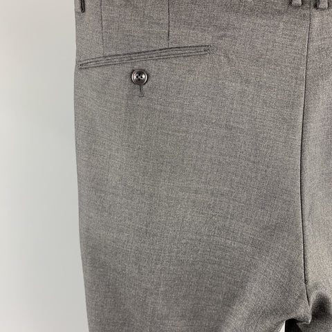 INCOTEX Size 33 Gray Solid Wool 25 Flat Front Dress Pants