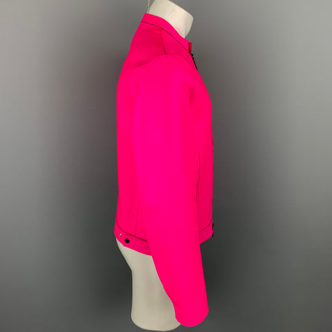 DSQUARED2 S/S 15 Size 40 Hot Pink Leather Zip Up Jacket