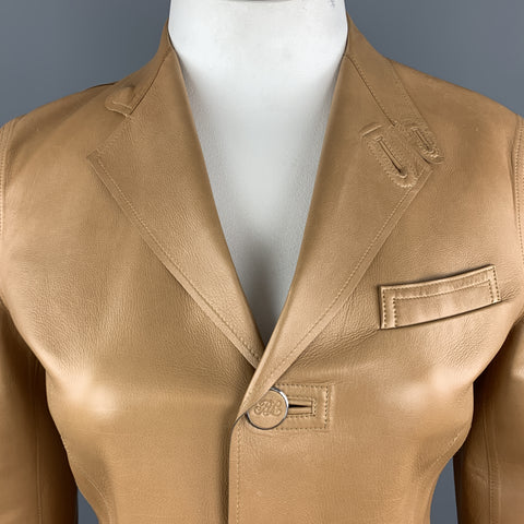 RALPH LAUREN Size 10 Tan Calf Leather Blazer