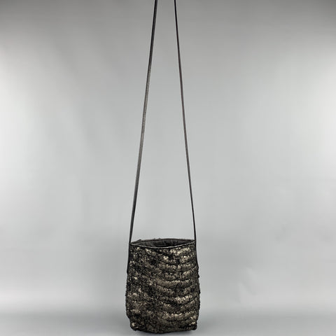 SIMONA TAGLIAFERRI Textured Grey Fabric Shoulder Handbag