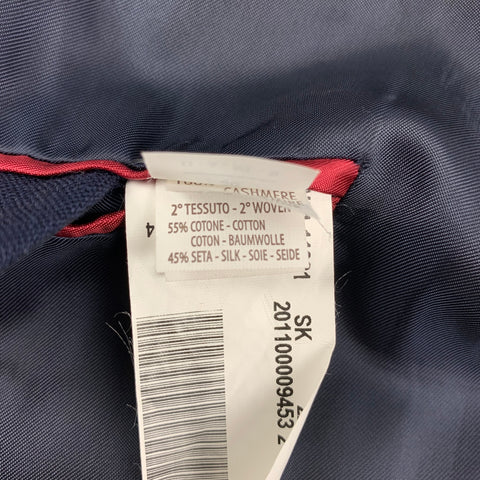 BRUNELLO CUCINELLI Size 40 Navy Cotton Silk Shawl Collar Suit