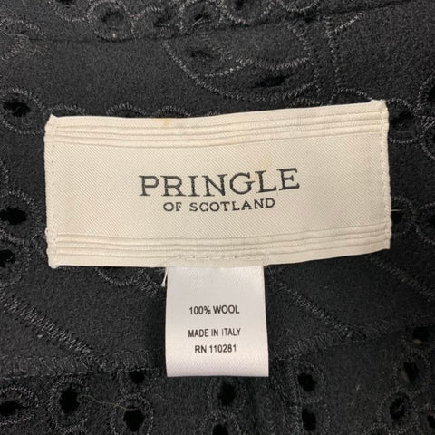 PRINGLE de SCOTLAND Talla 6 Blusa con ojales de lana negra