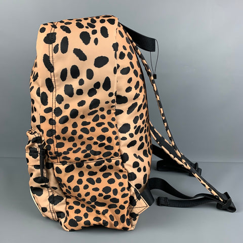 MARC JACOBS Tan Black Animal Print Canvas Backpack