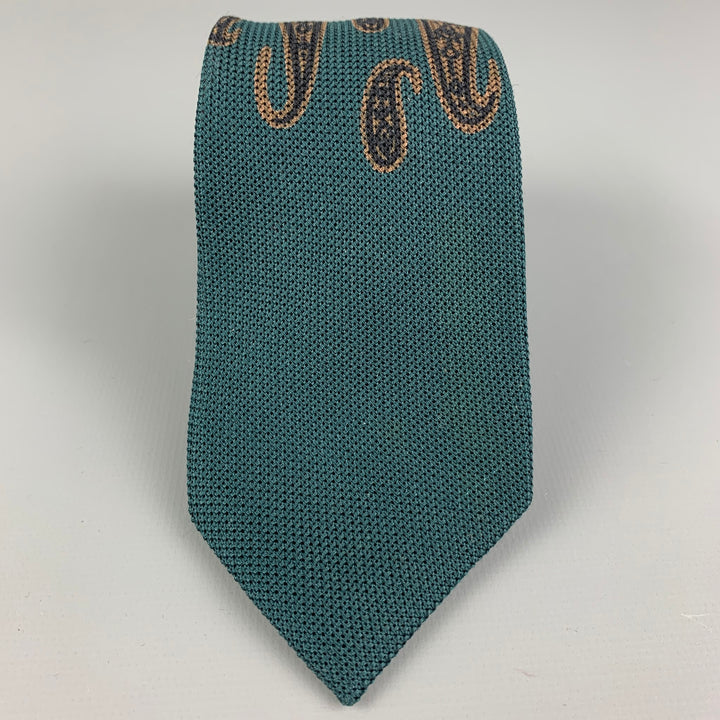 Cravate MATSUDA à motif cachemire vert foncé et taupe