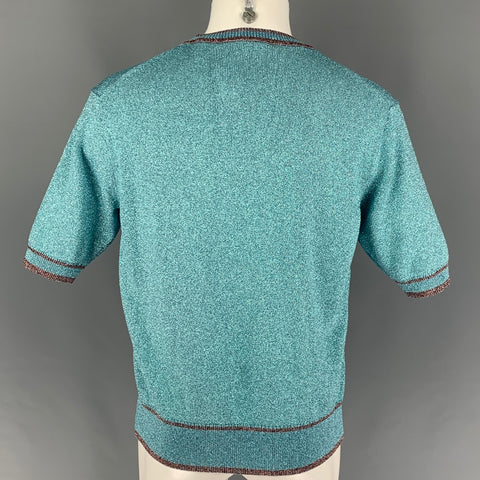 MARC JACOBS Size M Blue Metallic Viscose Blend Crew-Neck Pullover
