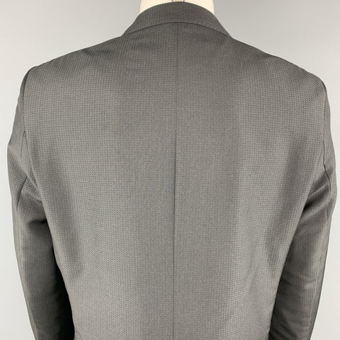 VERSACE COLLECTION Size 42 Grid Black on Black Notch Lapel Sport Coat