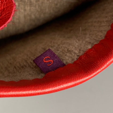 PHENIX Waist Size S Red Cashmere Leather Gloves