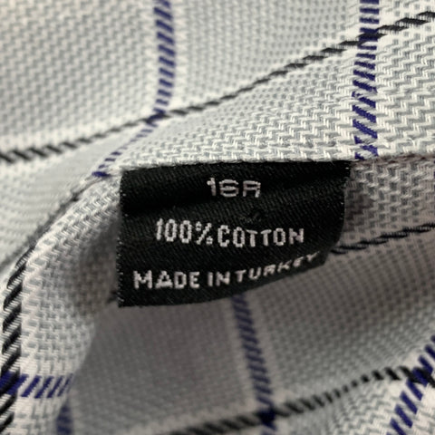 SAKS FIFTH AVENUE Size XL Blue Plaid Cotton Button Down Long Sleeve Shirt