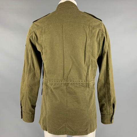 SAINT LAURENT Taille 38 Veste utilitaire en ramie de coton kaki