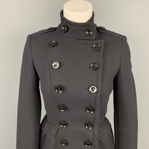 BURBERRY BRIT Talla 2 Chaqueta cruzada de lana / poliamida negra