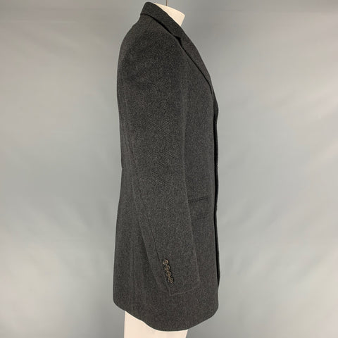 BARNEY'S NEW YORK Size 42 Black Grey Diagonal Stripe Coat