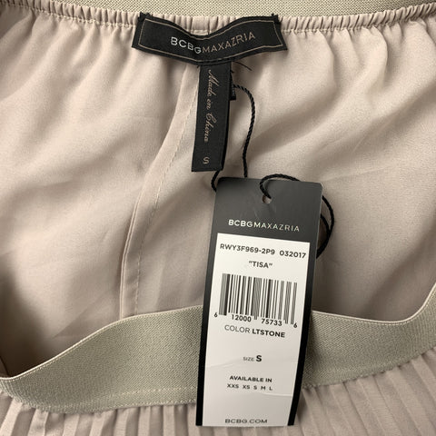 BCBGMAXAZRIA Size S Ivory Polyester Pleated Maxi Skirt