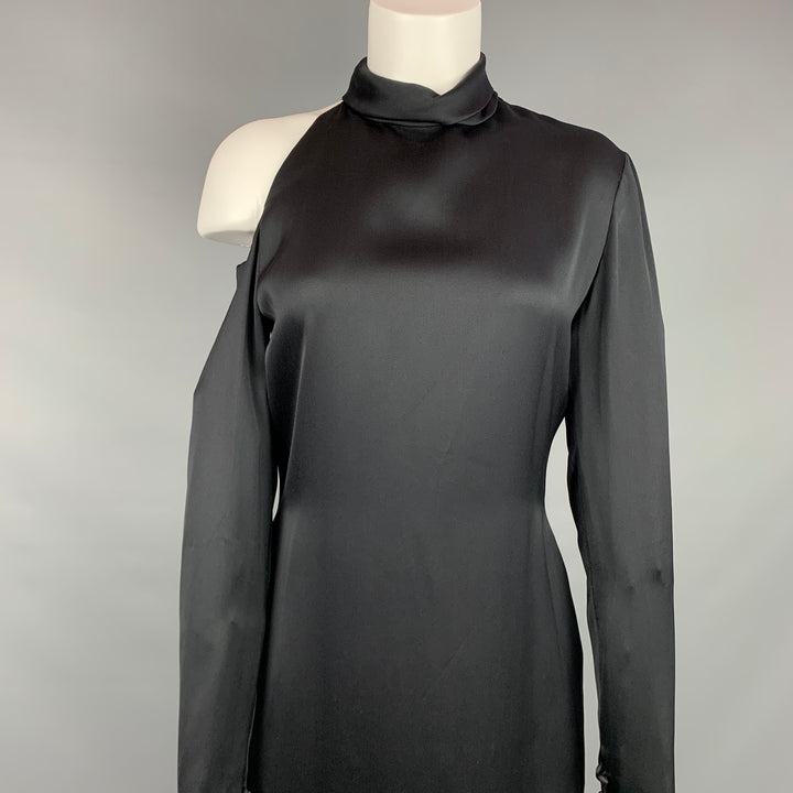 BILL BLASS Size M Black Silk Shoulder Cut Out Cocktail Dress