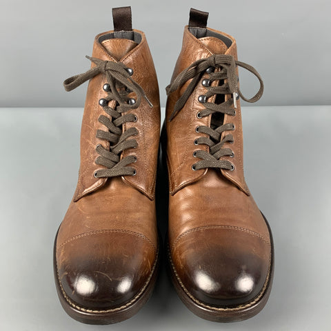 TO BOOT NY Taille 9 Bottes à lacets en cuir antique marron