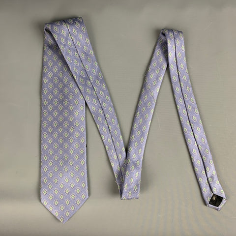 ERMENEGILDO ZEGNA Blue Green Rhombus Silk Tie