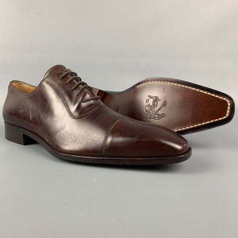 SAKS FIFTH AVENUE Taille 10,5 Chaussures à lacets en cuir marron à bout droit